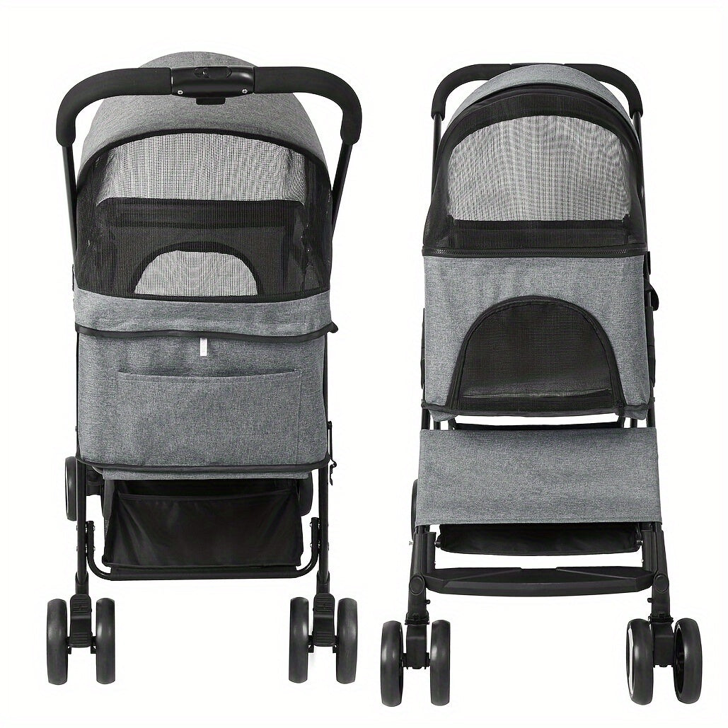 Huisdierr buggy – Dierenwagen – Hondenwagen – Kattenbuggy – Wandelwagen – Extra Groot 124x63x40 cm – Stevig Legeringsstaal, Opvouwbaar Met Regenhoes