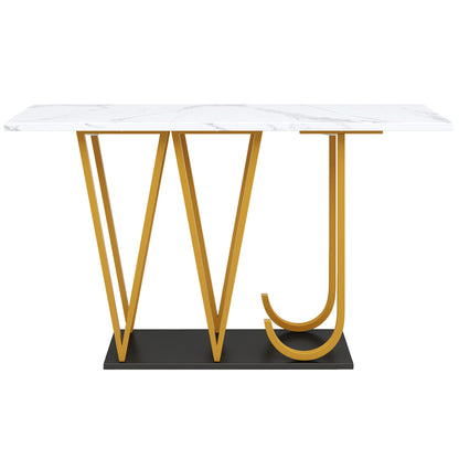 Haltafel – Sidetable – Wandtafel – Consoletafel – Bijzettafel – Marmerlook – 120x29,5x80 cm – Voorgemonteerd – Eigentijds Design