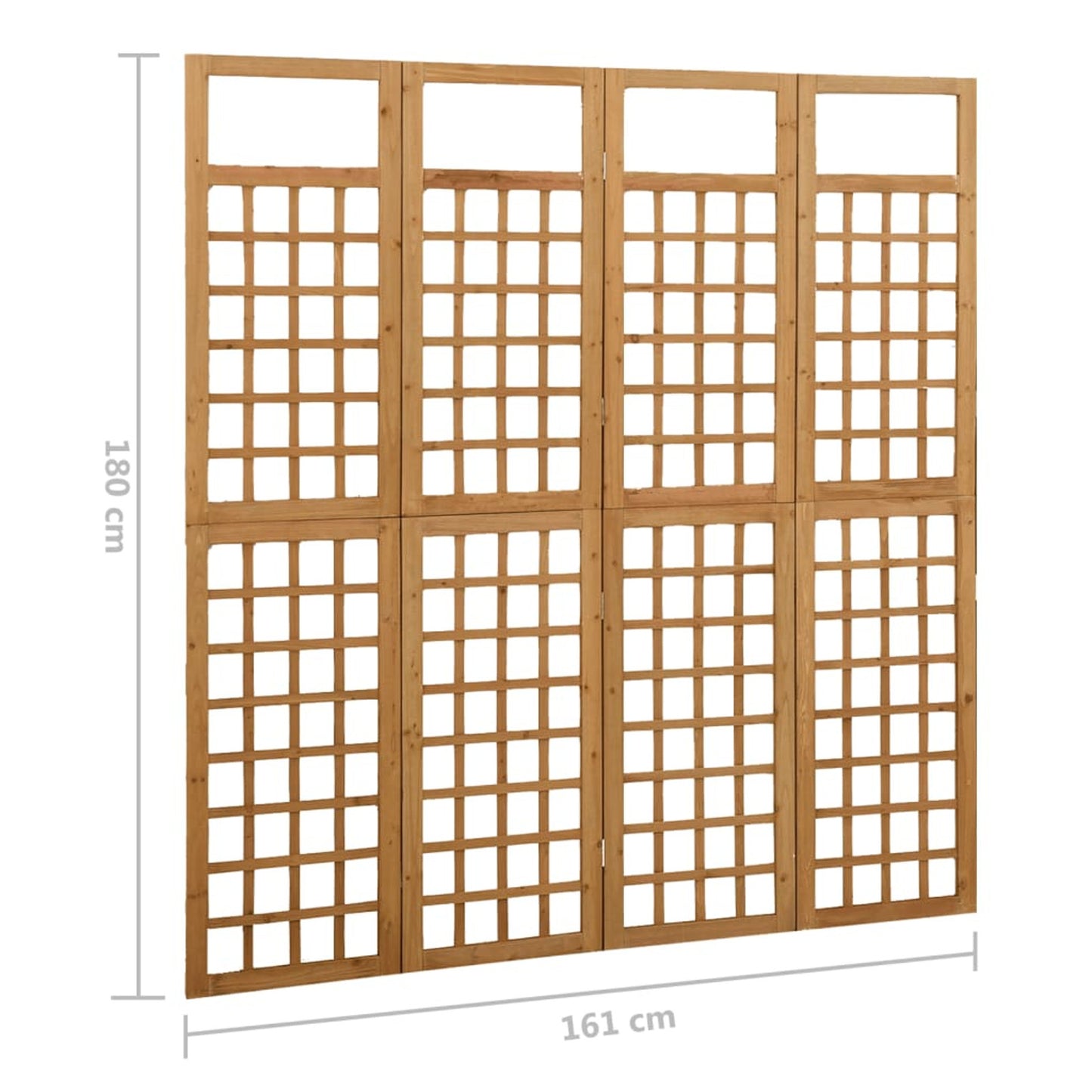 Houten Kamerscherm – Room Divider – Privacy Scherm – Ruimteverdeler – Plantenrek – Massief Vurenhout – 161 x 180 cm – 4 Panelen Inklapbaar – Warm Bruin