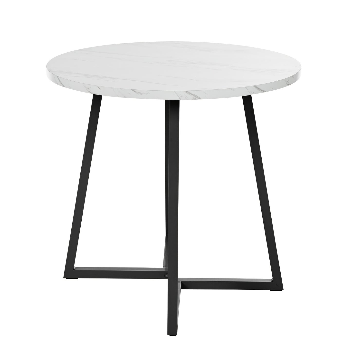 Ronde Eettafel – Eettafel Rond – Keukentafel – Tafel Voor Eetkamer – Witte Tafel – Uniek Geometrisch Onderstel – Duurzaam Niet-Hout Tafelblad