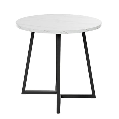 Ronde Eettafel – Eettafel Rond – Keukentafel – Tafel Voor Eetkamer – Witte Tafel – Uniek Geometrisch Onderstel – Duurzaam Niet-Hout Tafelblad