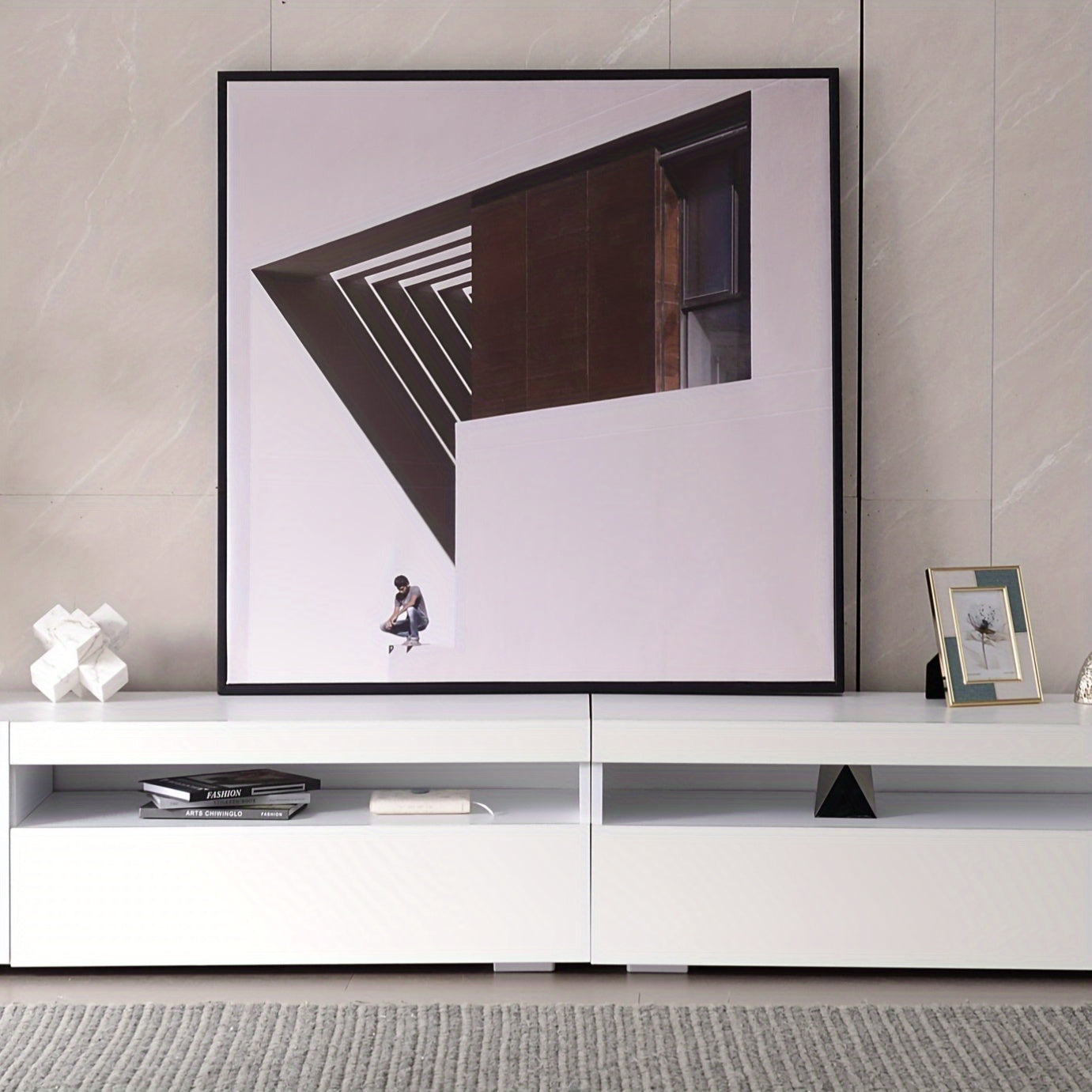 TV Meubel – TV Kast – TV Dressoir – Televisiekast – Mediameubel – Modern Design – Wit Glanzend Paneel 240 cm – MDF Houtfineer