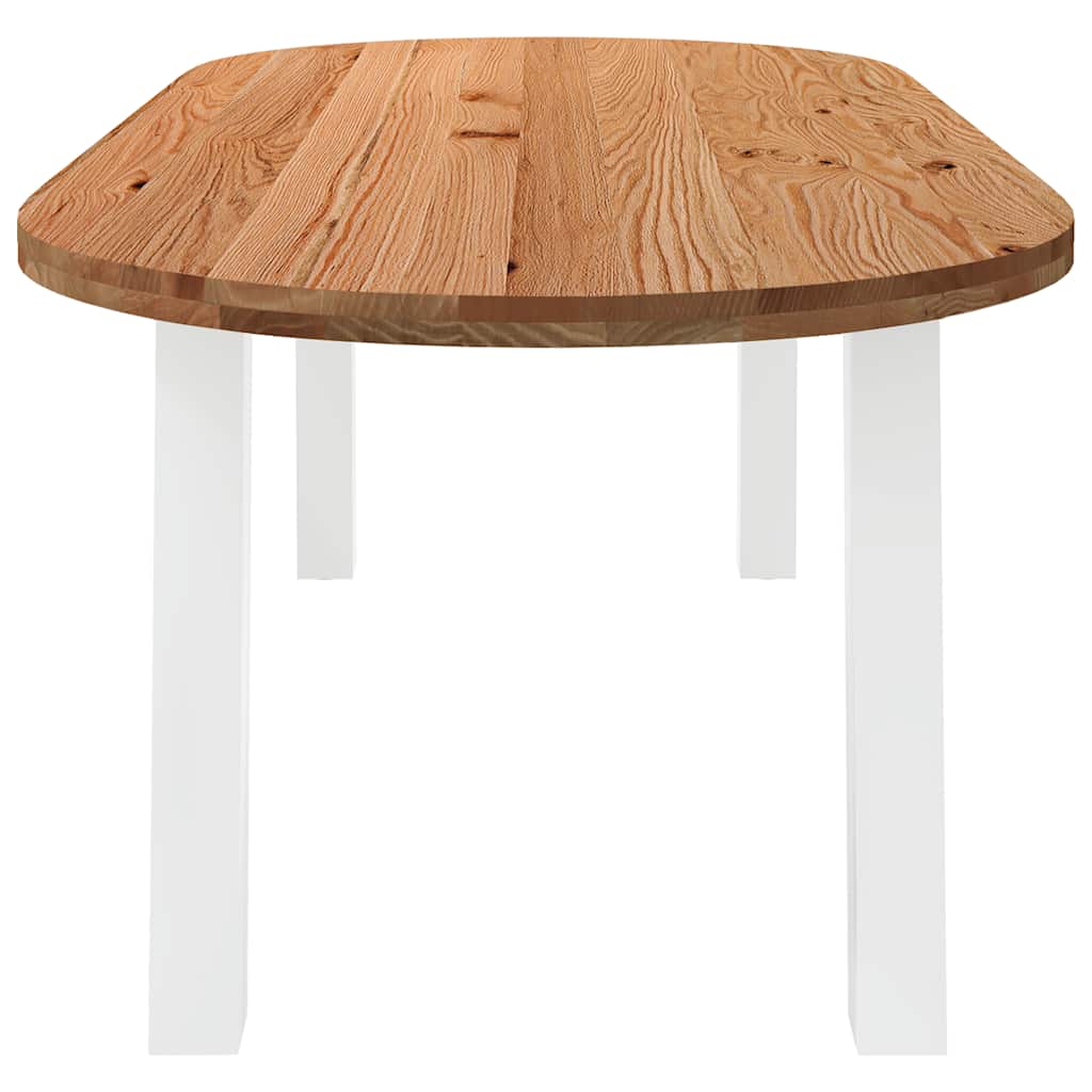 Eettafel Massief Eikenhout – Tafel – Dinertafel – Houten Tafel – Eetkamertafel – Wit – 240x100x74 cm – Robuust En Duurzaam – Met Metalen Poten