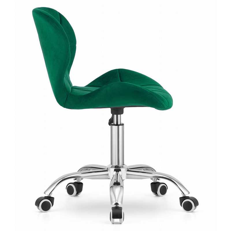 Bureaustoel – Draaifauteuil – Office Chair – Stoel – Bureau Stoel – Donkergroen Velvet – Verstelbare Zithoogte – Verchroomde Basis