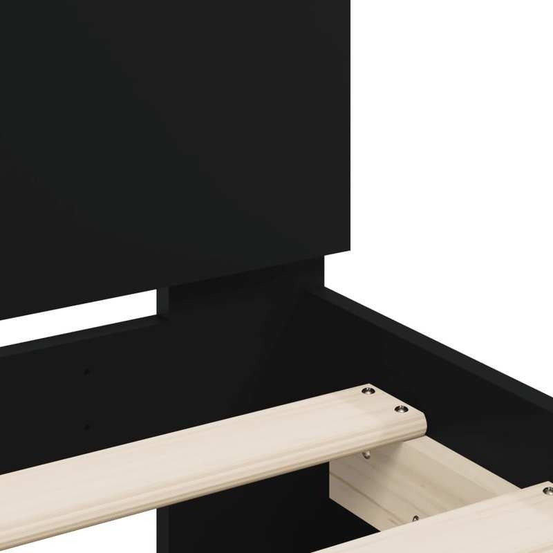 Queen Size Bed Frame with Headboard - Heavy-Duty Platform Bed, Sturdy Construction, Easy Assembly, No Box Spring Needed, Modern Minimalist Bedroom Furniture for Small Spaces - Matte Black Finish (90x190cm/35x75in) - Ideal for