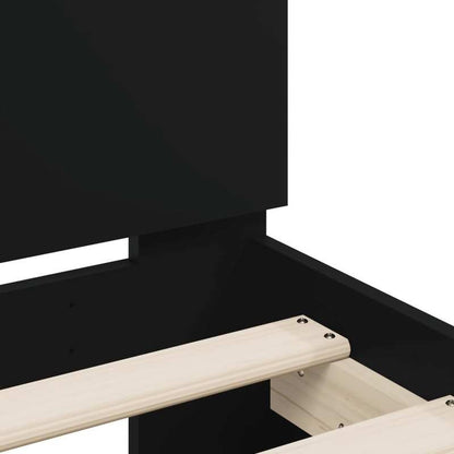 Queen Size Bed Frame with Headboard - Heavy-Duty Platform Bed, Sturdy Construction, Easy Assembly, No Box Spring Needed, Modern Minimalist Bedroom Furniture for Small Spaces - Matte Black Finish (90x190cm/35x75in) - Ideal for