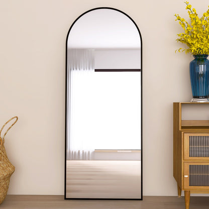 Staande Spiegel – Passpiegel – Wandspiegel – Full Body Spiegel – Grote Spiegel – Minimalistisch Zwart Aluminium Frame – 180x80 cm – Breukveilige Bescherming