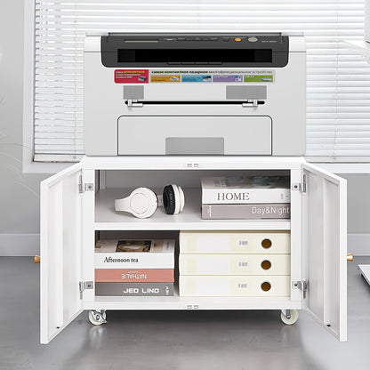 Printerstandaard – Printerkast – Printertafel – Bureaurek – Mobiele Opberger – Stevig Metalen Frame – Verstelbare Planken – Wieltjes – Compact Design
