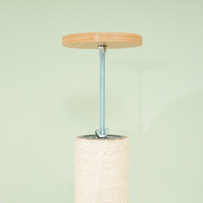 Krabpaal – Krabmeubel – Klimpaal – Kattenpaal – Speelpaal – Verstelbare Hoogte 230-250 cm – Anti-Kantel Veiligheidssysteem – Sisaltouw – Houtcomposiet – Eikenhout & Crème Wit