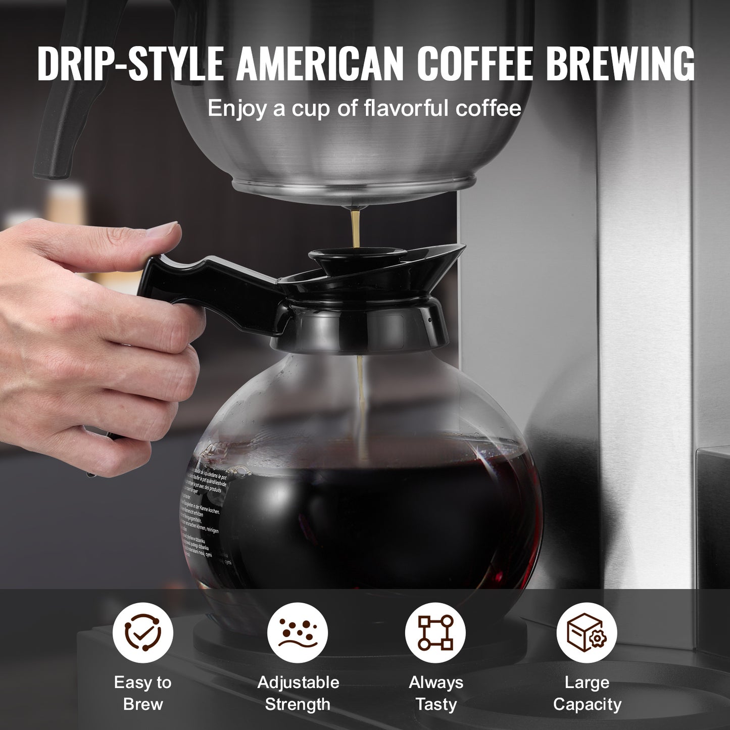 Filterkoffiezetapparaat – Koffiezetter – Filterkoffiemachine – Koffiemachine – Drip Coffee Machine – 12 Koppen Capaciteit – 3 Glazen Kannen Met Warmhoudplaat