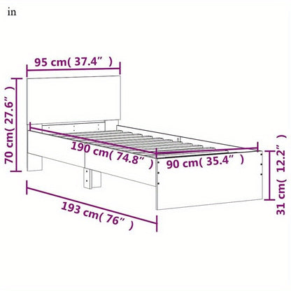 Bedframe – Eenpersoonsbed – Houten Bed – Slaapkamermeubel – Bedombouw – Sonoma Eik – 90x190 cm – Eenvoudige Montage