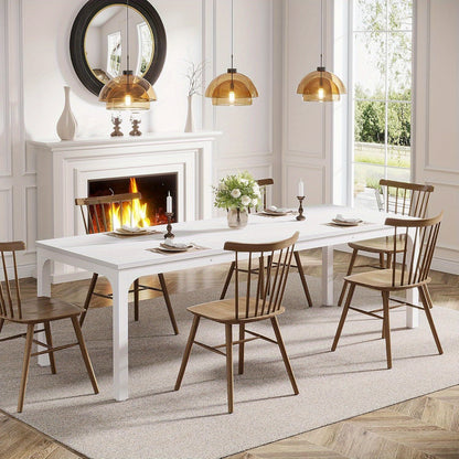Eettafel – Tafel – Keukentafel – Dinerbank – Eetkamertafel – Industrieel Design – Wit Gelakt MDF Tafelblad – Verstelbare Metalen Poten – 199,9 cm Voor 8 Personen