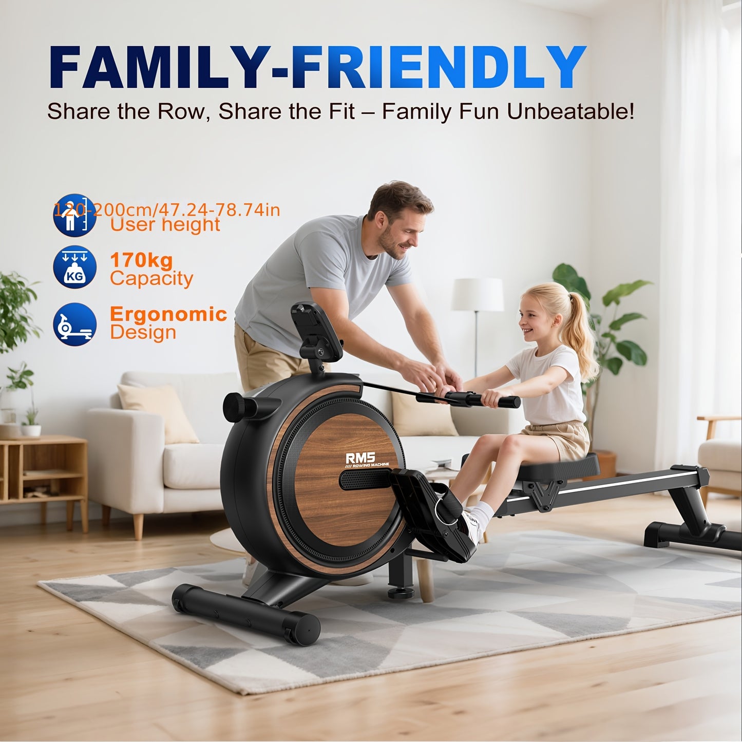 Magnetische Roeimachine – Roertrainer – Roeiapparaat – Fitness Roeimachine – Indoor Rower – 16 Verstelbare Weerstanden – Max. Gewicht 150 kg – Mat Zwart