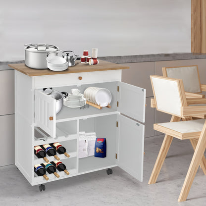Keukentrolley – Keukenwagen – Serveertrolley – Opbergwagen – Werkbladtrolley – Mobiel Met Wielen – Afsluitbare Opbergruimte – Compact 93x75x46 cm