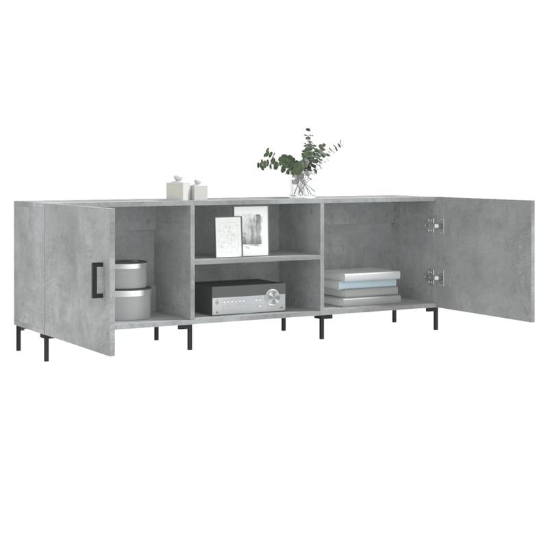 TV-meubel – Tv-kast – Tv-dressoir – Mediameubel – Tv-stand – Betongrijs – Ruimtebesparend Ontwerp – Hout en IJzer