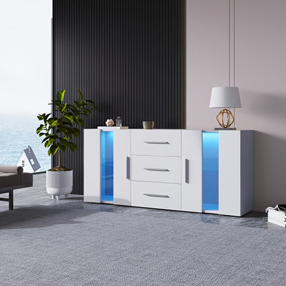 Opbergkast – Kast – Dressoir – Bergkast – Buffetkast – Wit – 140x35x70 cm – Duurzaam Lichtgewicht Ontwerp