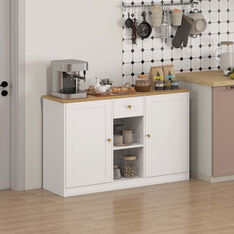 Dressoir – Opbergkast – Buffetkast – Ladekast – Wandkast – Wit – 120x35x75 cm – Stijlvol Met Gouden Grepen – Duurzaam Spaanplaat