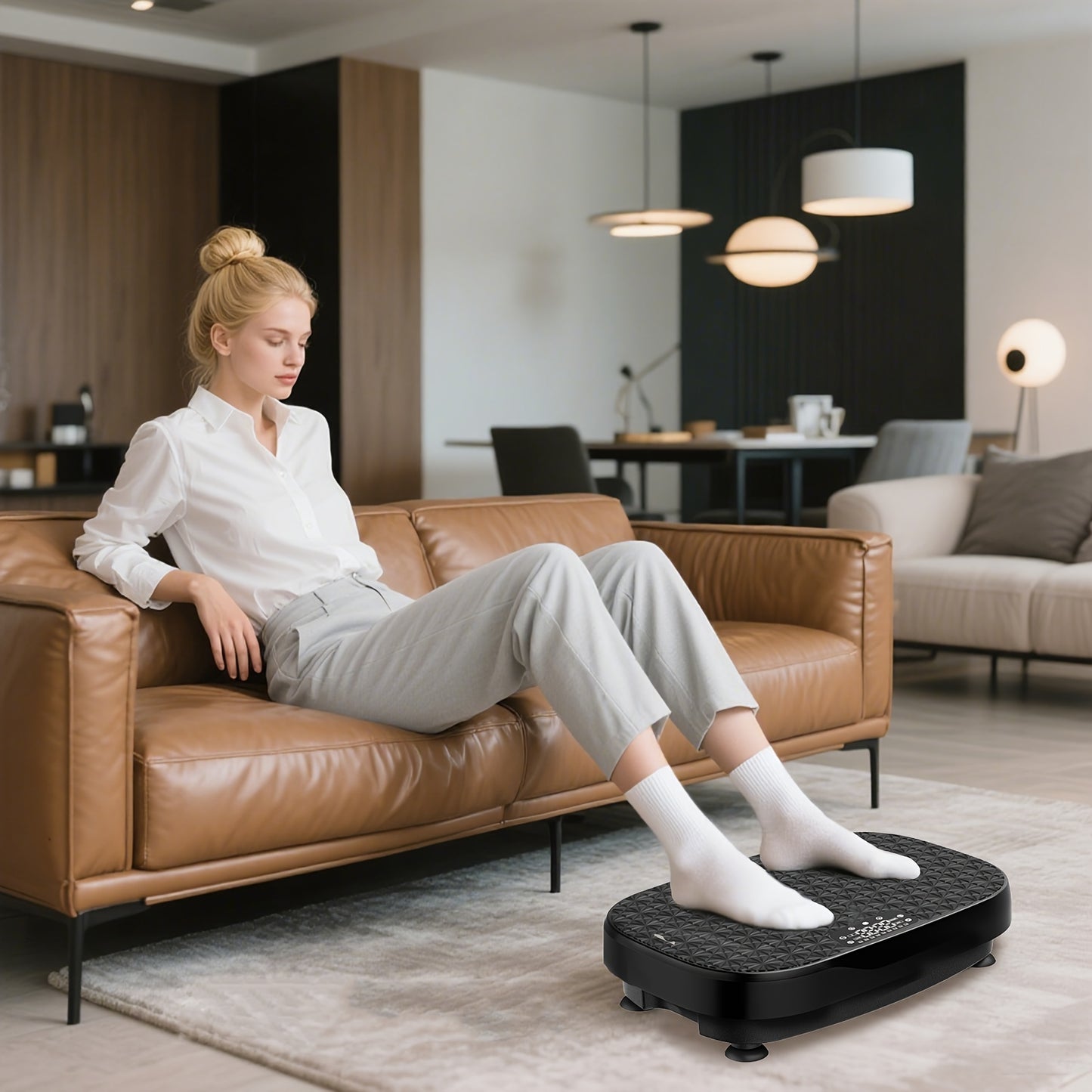 Trilplaat – Vibratieplaat – Powerplate – Vibratietrainer – Fitnessapparaat – Volledige Lichaamstraining – Inclusief Weerstandsbanden – Compact en Stabiel Platform – 220-240V Aansluiting – Zwart