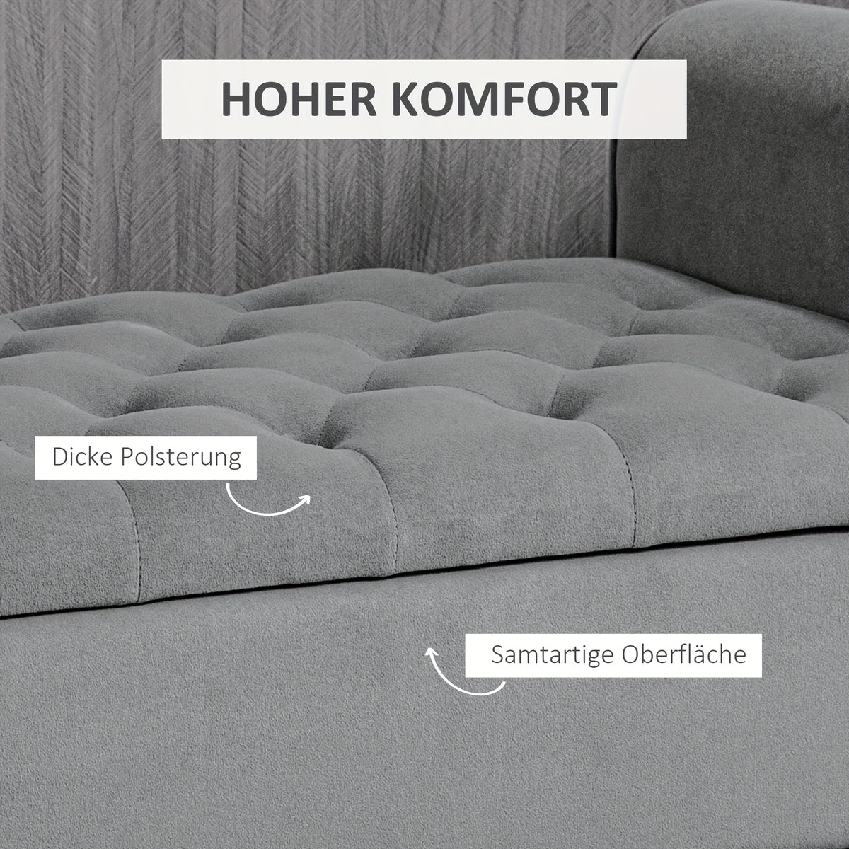Bankje – Gestoffeerd Bankje – Bedbank – Velvet Look Zitbank – Halbankje – Grijs – Opbergruimte – Belastbaar tot 120 kg – 126x48,5x47 cm