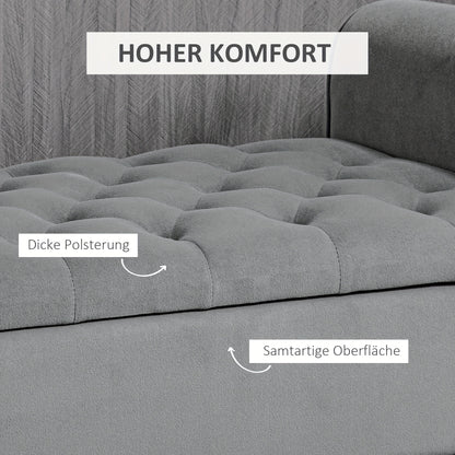 Bankje – Gestoffeerd Bankje – Bedbank – Velvet Look Zitbank – Halbankje – Grijs – Opbergruimte – Belastbaar tot 120 kg – 126x48,5x47 cm