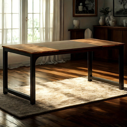 Eettafel – Keukentafel – Tafel – Eetkamertafel – Houten Tafel – 160x80x75 cm – Metalen Frame – Bruin Zwart