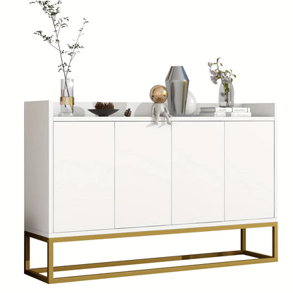 Dressoir – Sideboard – Kast – Opbergmeubel – Buffetkast – Wit – Handvatloos Design – Stevig Houten Materiaal