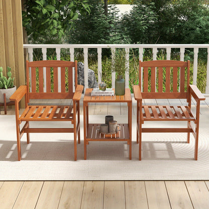 Tuinbank – Buitenbank – Balkonbank – Tuinmeubel – 2-zits Tuinbank – Acaciahout – Met Zijtafel en Parasolhouder