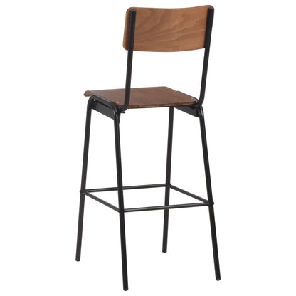 Barstoel – Barkruk – Barkrukken – Barstoelen – Kruk – Set van 2 – Massief Multiplex Zitting – Gepoedercoat Stalen Onderstel