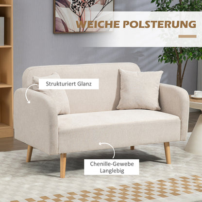 2-zitsbank – tweezitsbank – loveseat – zitbank – bankstel – fluwelen bekleding – verstelbare houten poten – 130x70x80 cm – inclusief 2 sierkussens