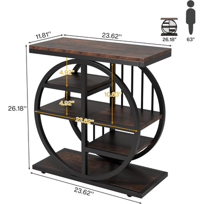 Industrieel Metaal & Hout Smal Bijzettafeltje – Narrow Side Table – Smalle Opbergkast – Slaapkamertafel – Hallway Consoles – Stevig Zwart Metalen Frame – MDF Planken
