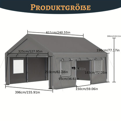 Carport – Overkapping – Tuinoverkapping – Garage – Tentgarage – 6x4x3 Meter – Waterdicht Met Rolluik Deuren