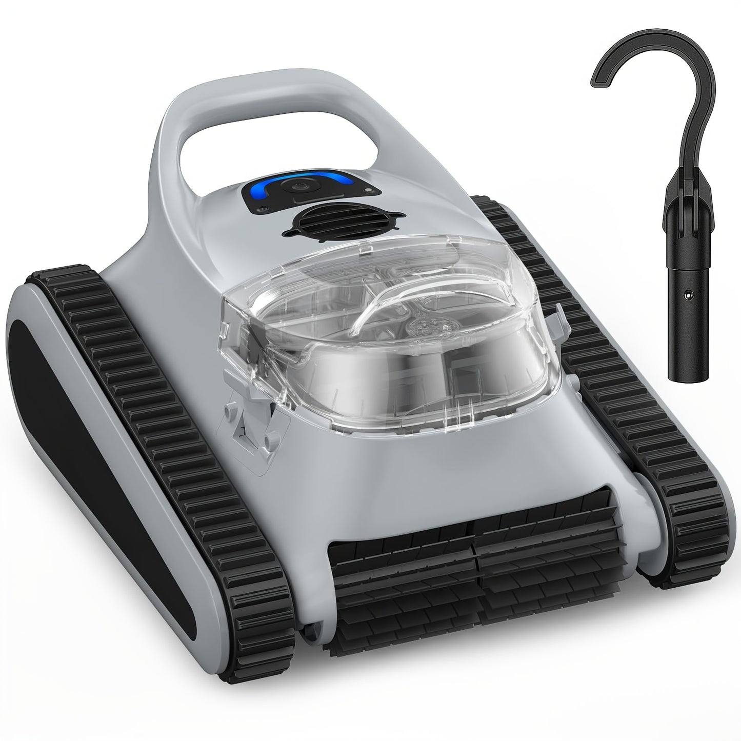 Automatische Zwembadrobot – Zwembadreiniger – Zwembadafzuiger – Pool Cleaner – Robotstofzuiger – Dubbele Borstels – 180 Minuten Werkduur – IPX8 Waterdicht – Universeel Voltage 100-240V – Voor Boven- en Ingravingzwembaden Tot 200 m² – Space Gray