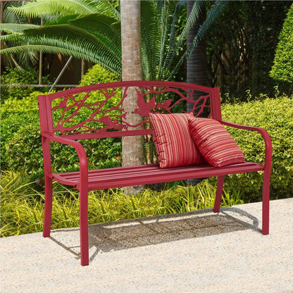 Tuinbank – Buitenbank – Parkbank – Zitbank – Balkonbank – Metaal – Gietijzer – 2-3 Zits – Weerbestendig Rood – Ergonomisch Comfort