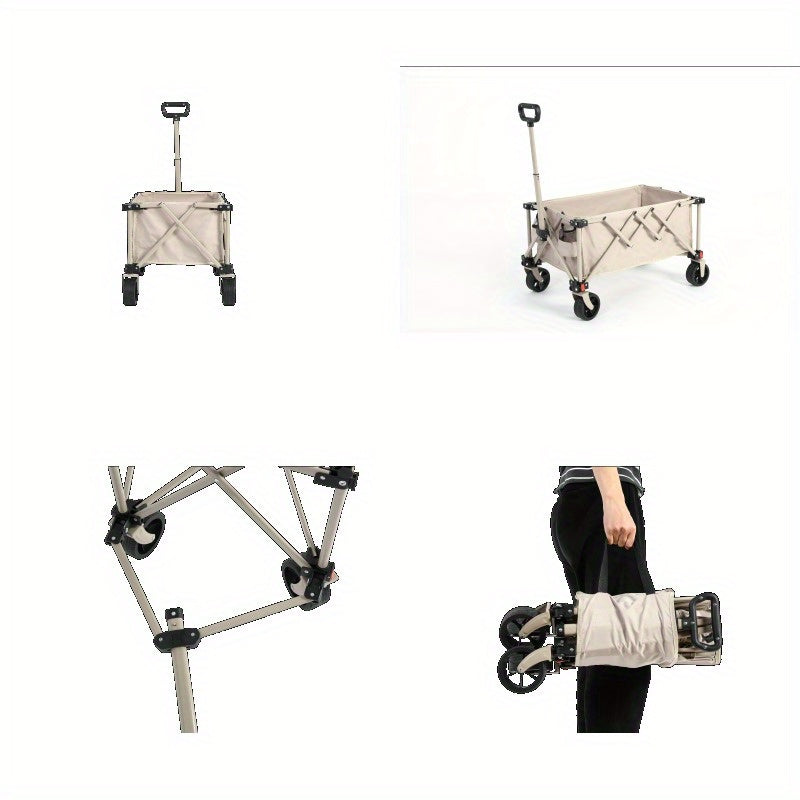 Vouwkar – Bolderwagen – Opvouwbare Kar – Transportwagen – Trolley – Stevig Stalen Frame – All Terrain Wielen – Beige Varianten