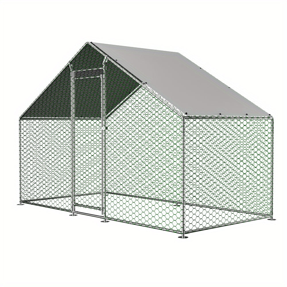 Kippenhok – Kippenren – Dierenren – Buitenhok – Kippenverblijf – Metaal – 3x1,5x2 m – Veiligheidsslot – Waterafstotend PE-doek