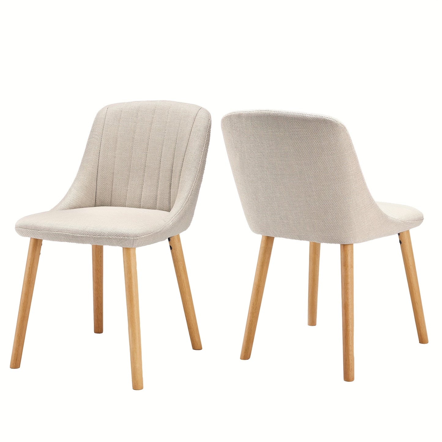 Eetkamerstoelen – Stoelen – Kuipstoelen – Armstoelen – Keukenstoelen – Ergonomisch Design – Houten Poten – Set van 2 – Beige