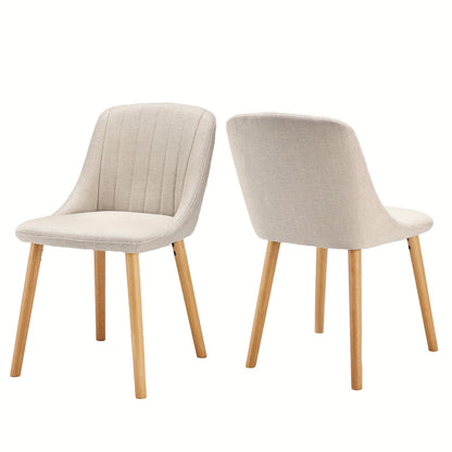 Eetkamerstoelen – Stoelen – Kuipstoelen – Armstoelen – Keukenstoelen – Ergonomisch Design – Houten Poten – Set van 2 – Beige