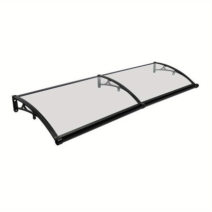 Overkapping – Terrasoverkapping – Paviljoen – Pergola – Veranda – Transparant Boogvormig Dak – Aluminium Zwart Frame – Ingebouwde Goten – Stevig & Weerbestendig