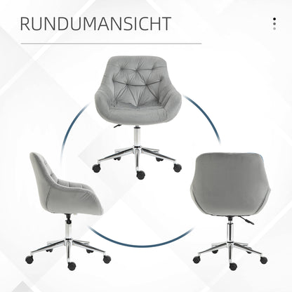 Bureaustoel – Kantoorstoel – Draaistoel – Gamestoel – Computerstoel – Verstelbare Zithoogte – Comfortabele Polyester Zitting – Grijs 59x58x80-90 cm