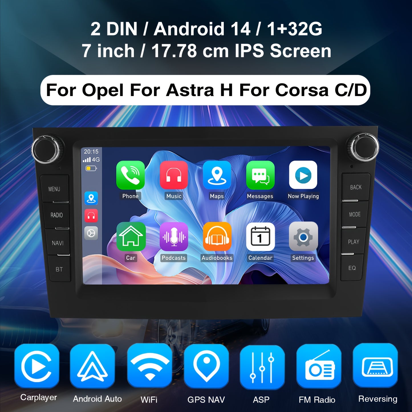 Android 14.0 Autoradio – Auto Stereo – Multimedia Speler – Navigatiesysteem – Touchscreen Radio – 7 Inch HD IPS Scherm – Draadloze CarPlay & Android Auto