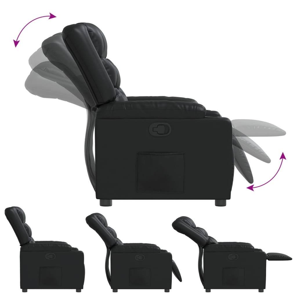 elektrische relaxstoel – elektrische fauteuil – relaxfauteuil – verstelbare stoel – loungestoel – handmatig verstelbaar tot 135° – kunstleren bekleding