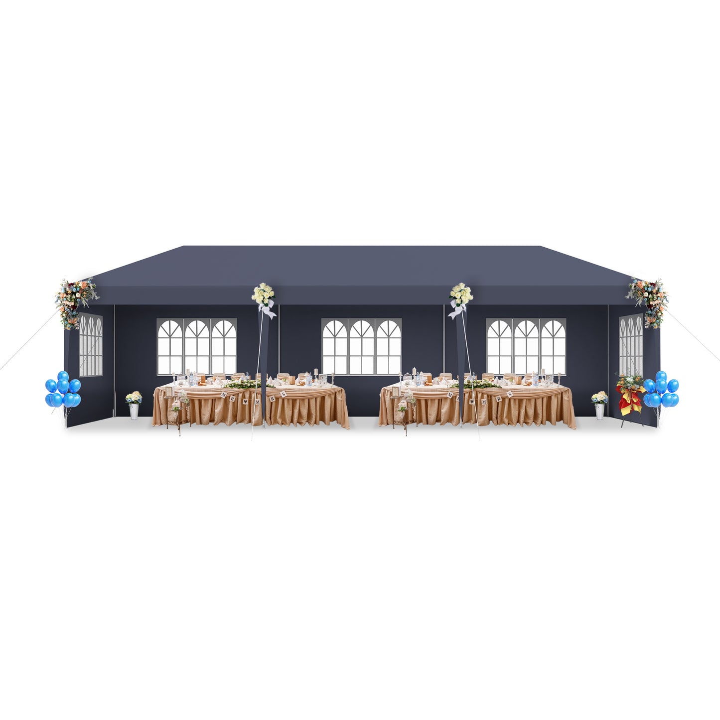 Partytent – Feesttent – Paviljoen – Tuintent – Overkapping – 3x9m – Waterdicht Polyethyleen Doek – Stevig Stalen Frame