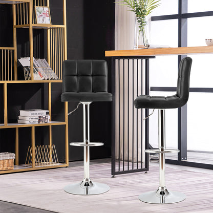 Barkrukken – Barstoelen – Krukken – Barstoeltjes – Set Van 2 – Verstelbare Hoogte 65-85 cm – Kunstleer Met Rugleuning En Voetsteun