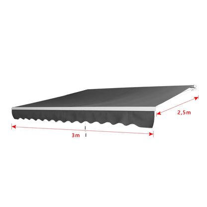 Manual Articulated Arm Awning Awning with Crank, Sun Awning Sun Protection Balcony Awning Patio Awning Clamp Awning for Balcony And Veranda Dark Gray