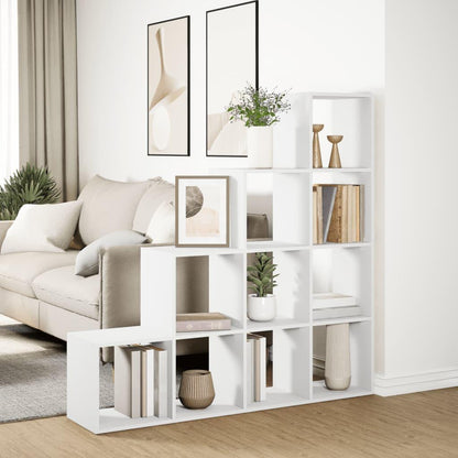 Room Divider Bookcase 4-Tier White 131.5x29x131.5cm Engineered Wood Bookcase Shelves Storage Cabinet Display Rack Bookshelf for Living Room, Home Office, Utility Racks