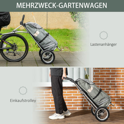 Fietskar – Fietsaanhanger – Winkelwagen – Aanhangwagen – Bolderwagen – Aluminium Frame – Waterafstotende Oxford Tas – Opvouwbaar – Max 24,3 kg – 53x43x110 cm – Grijs/Zilver
