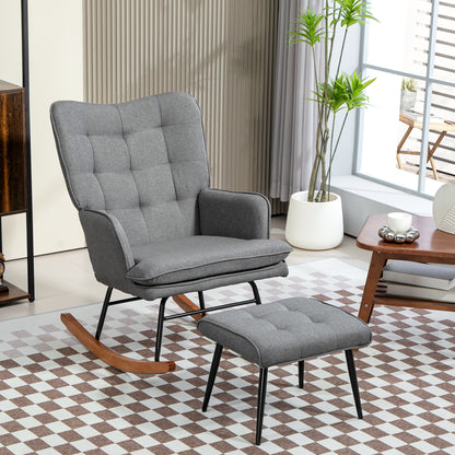 Schommelstoel – Schommelstoel Babykamer – Relaxstoel – Fauteuil – Voedingsstoel – Vleugelrug Design – Massief Beukenhout Poten – Tot 131 kg Draagkracht