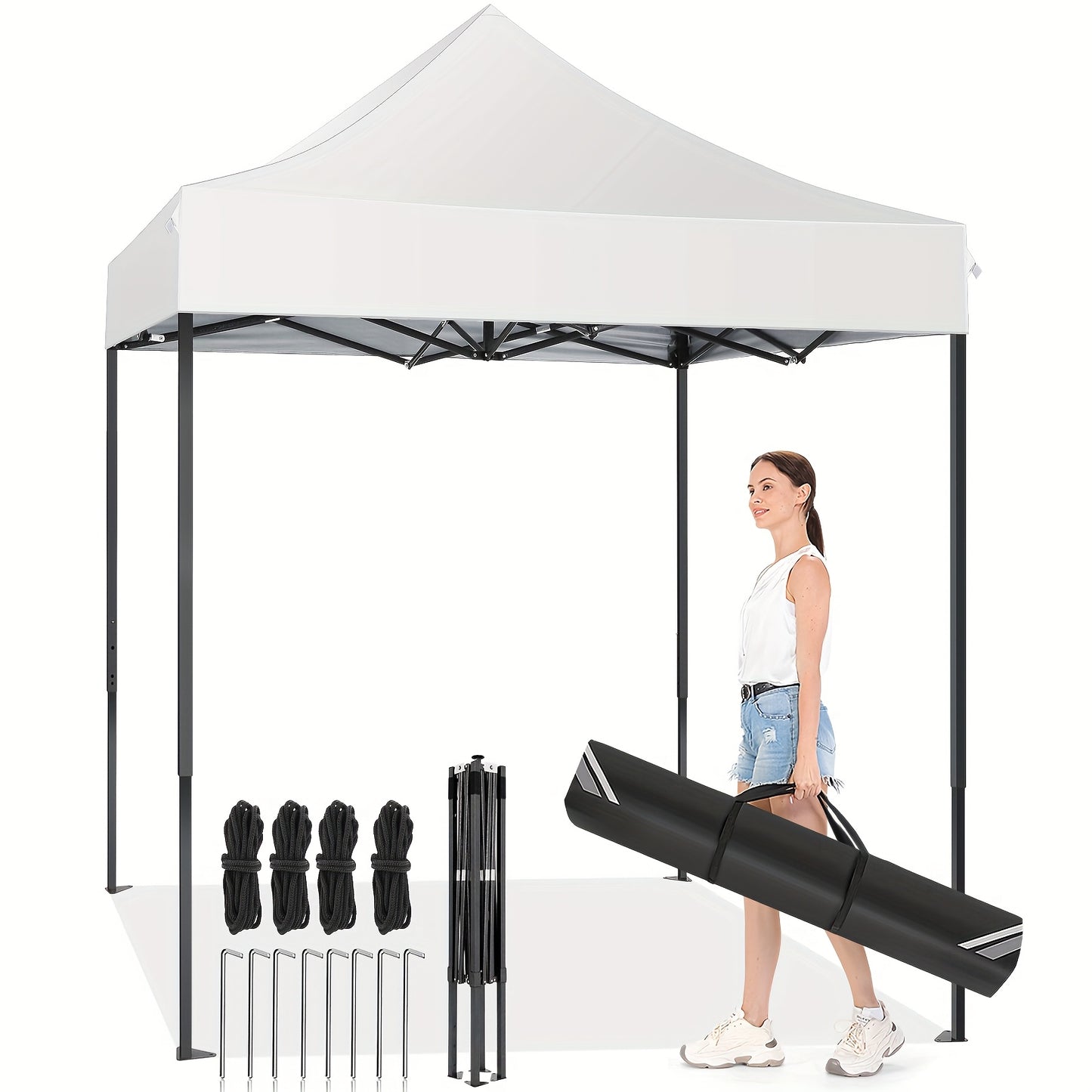 2×2m Pop Up Tent, Folding Gazebo, No Side Walls, With Portable Bag, Easy To Set Up, Height Adjustable, Small Volume For Easy Carrying, Oxford Cloth, Commercial Canopy, Suitable For Camping, Market Stalls, Parties, Beaches, C