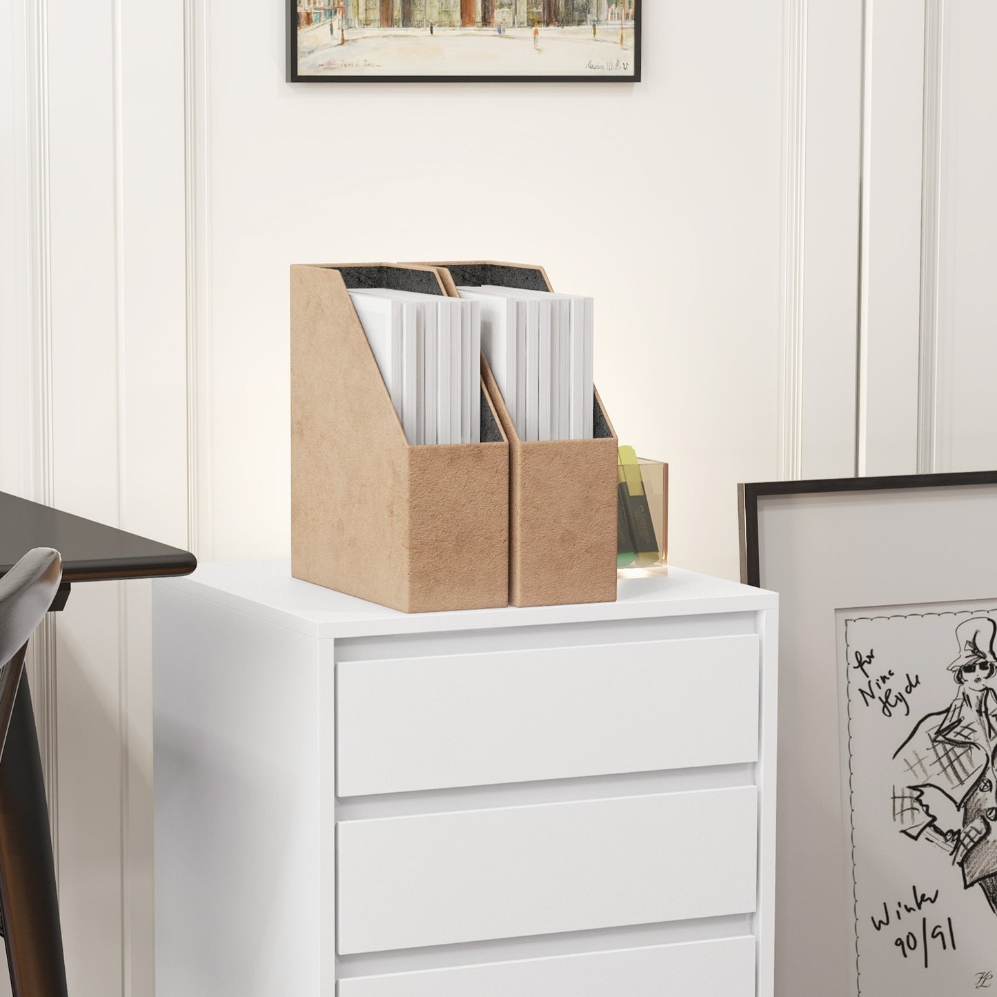 Mobiele Ladekast – Opberglade Kast – Bureaukast – Rollende Ladekast – Kantoorkast – 4 Lades – E1 MDF Hout – Wieltjes Met Rem
