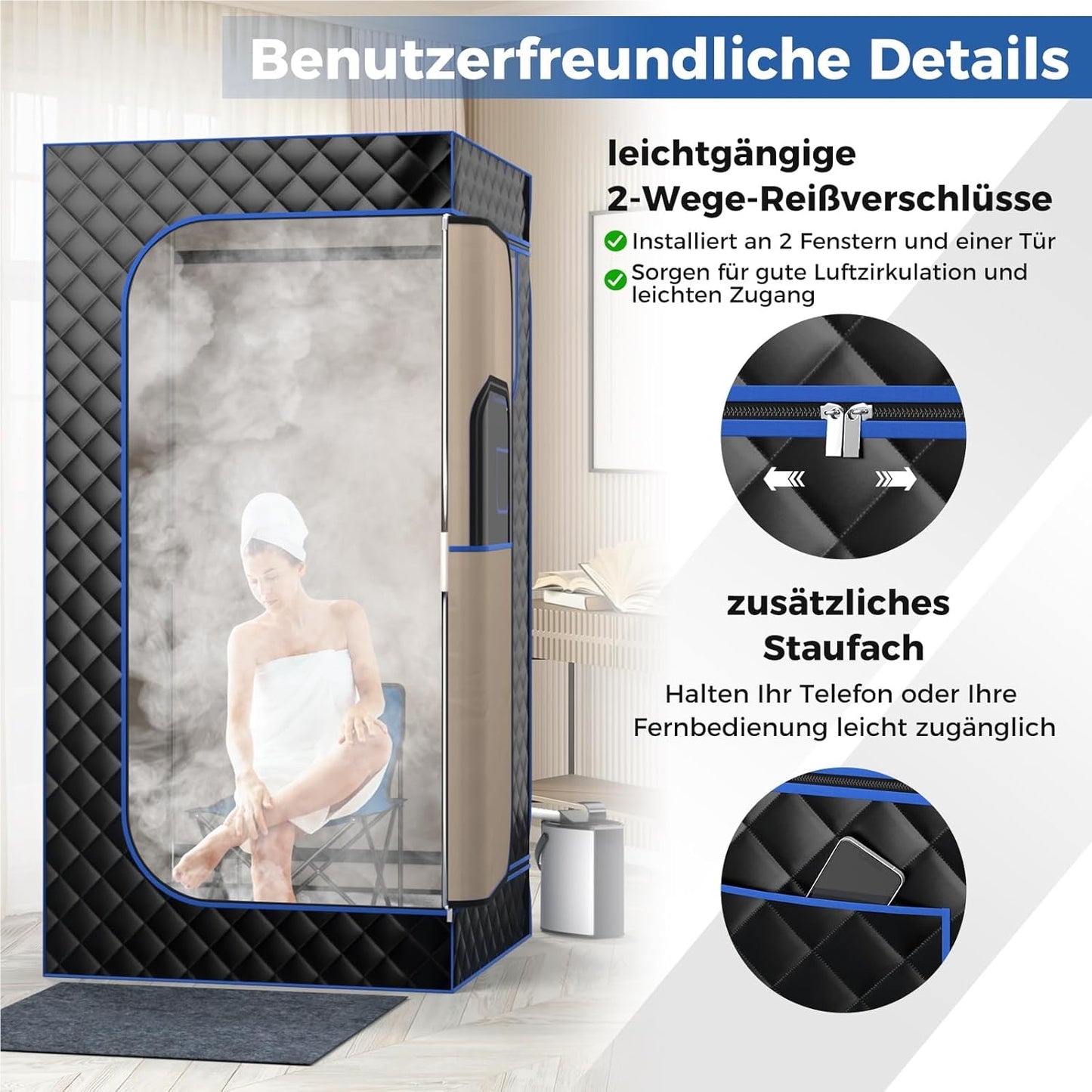 Stoombad – Sauna Tent – Indoor Sauna – Stoomcabine – Wellness Tent – 3 Liter Stoomgenerator – Instelbare Temperatuur 35-63°C